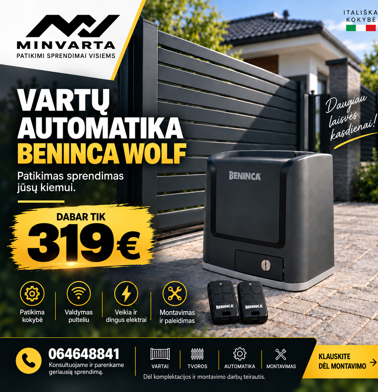 Beninca vartų automatikos sprendimas